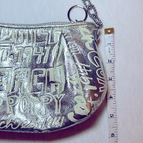 Coach LtdEd Poppy Silver Etched Storypatch Small Evening Shoulder Bag Purse RARE - Picture 11 of 15